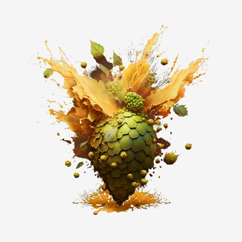 Hops explode and craft beer splashes