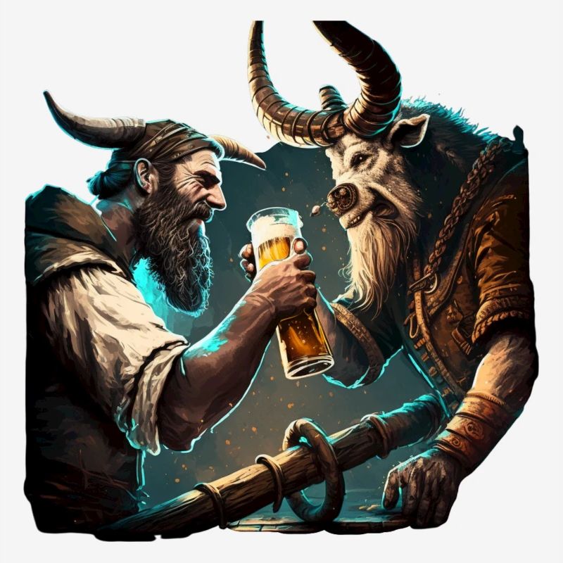 Seeman fights for his beer. Cool motif