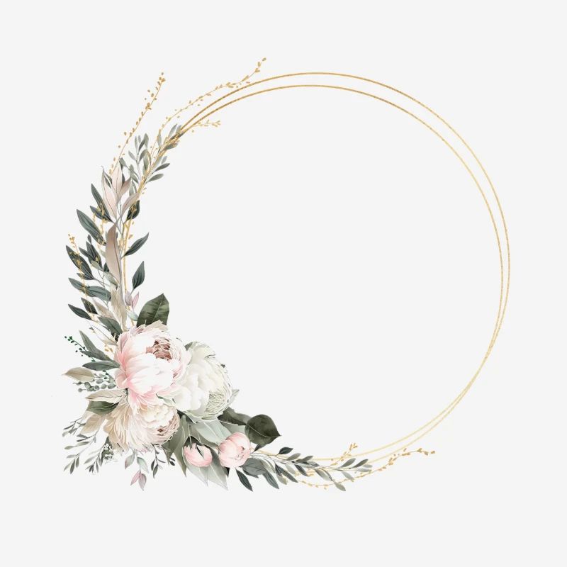 Modern Pastel Boho Flower Circle customizable