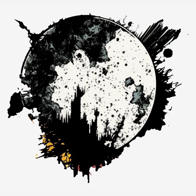 Mond Graffiti schwarz weiß