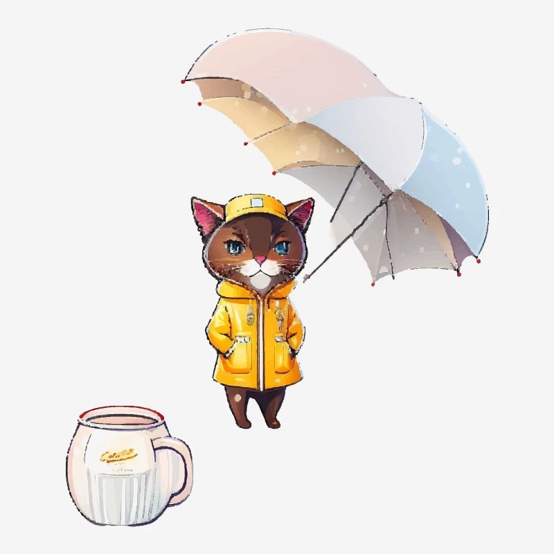 Drôle de chat et de café