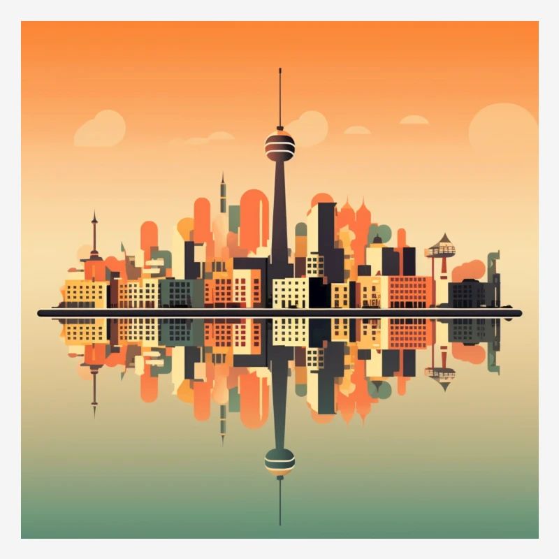 Dusseldorf Skyline Sunset