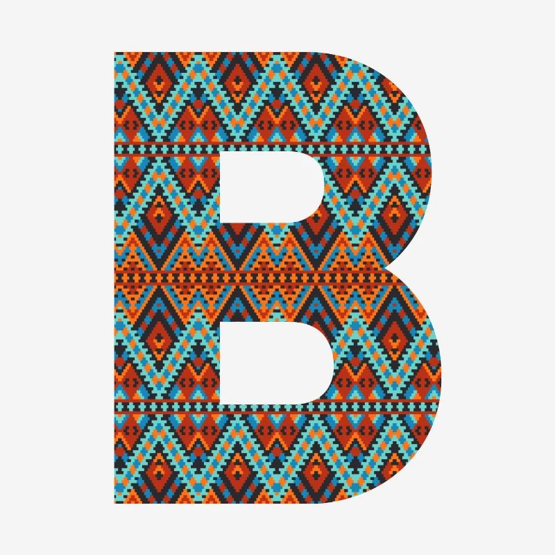 Letter B- boho design, Colorful monogram