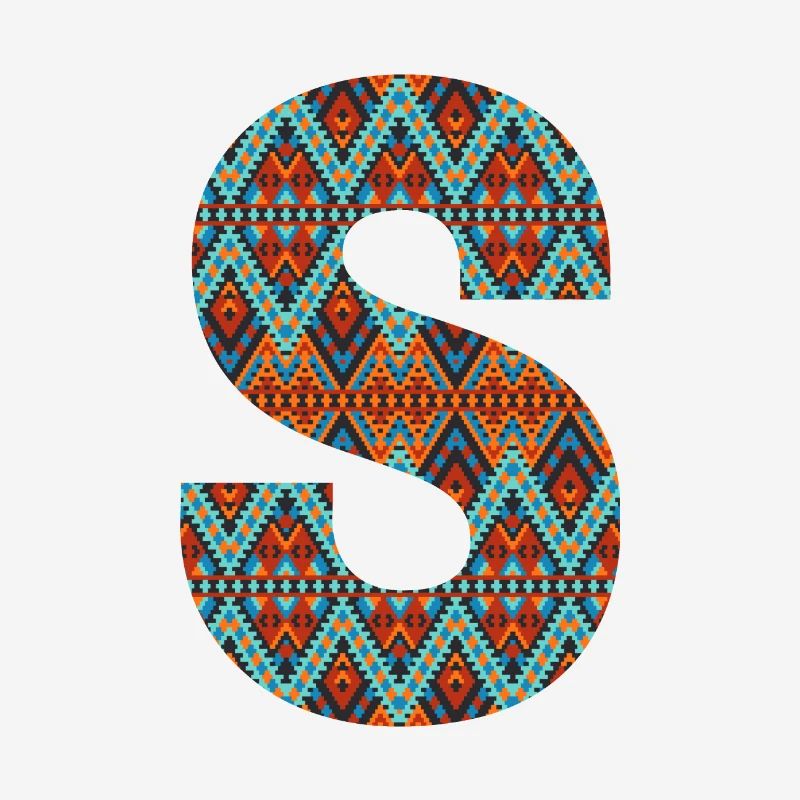 Letter S- boho design, Colorful monogram