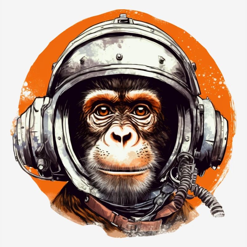Space Monkey Retro Drawing