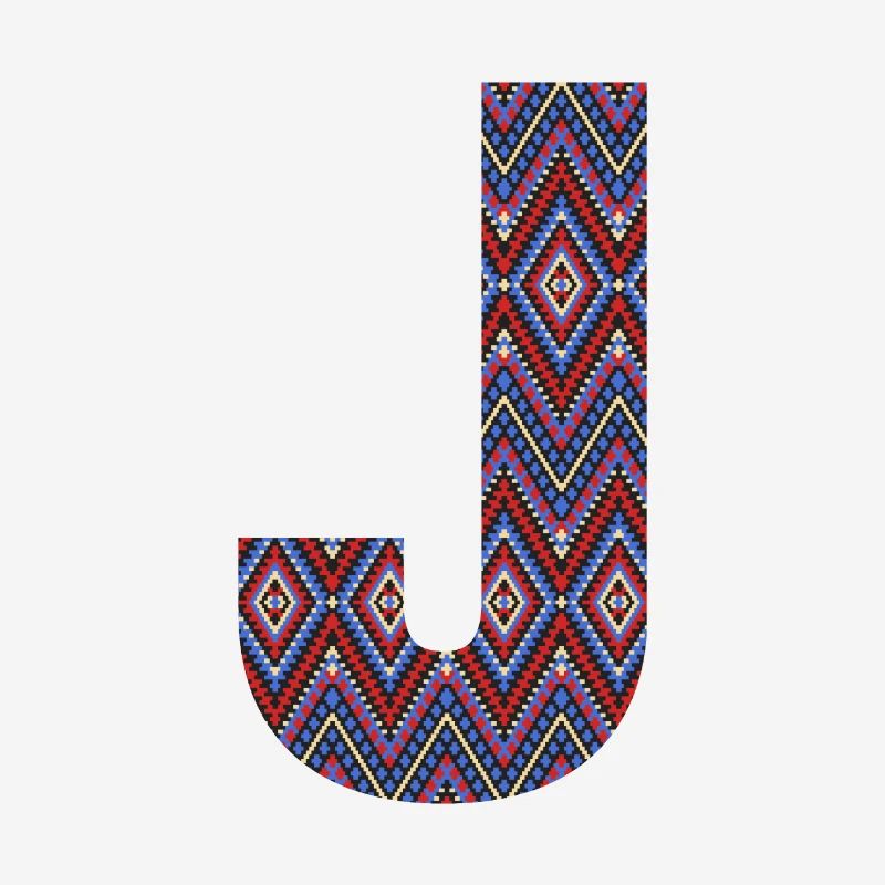 Monogramm Buchstabe J - Boho buntes Design