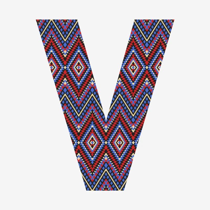 Monogram Letter V- geometric pattern