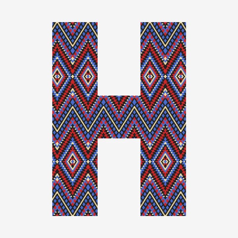 Monogram Letter H- geometric pattern