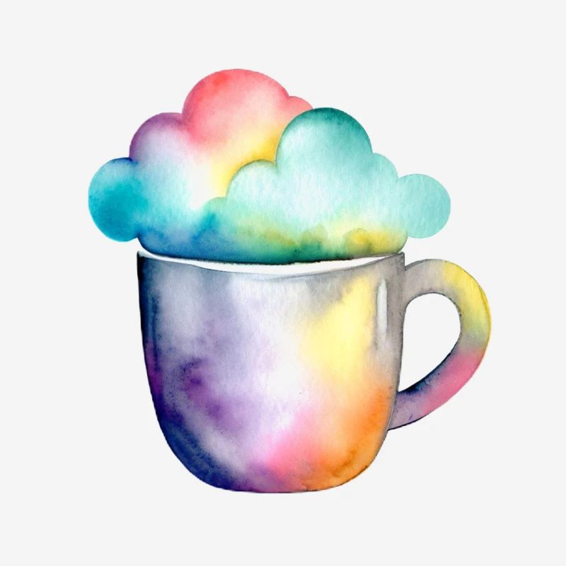 Rainbow coffee with a cloud