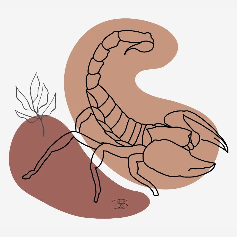"Scorpion", boho line art design, series "Desert"