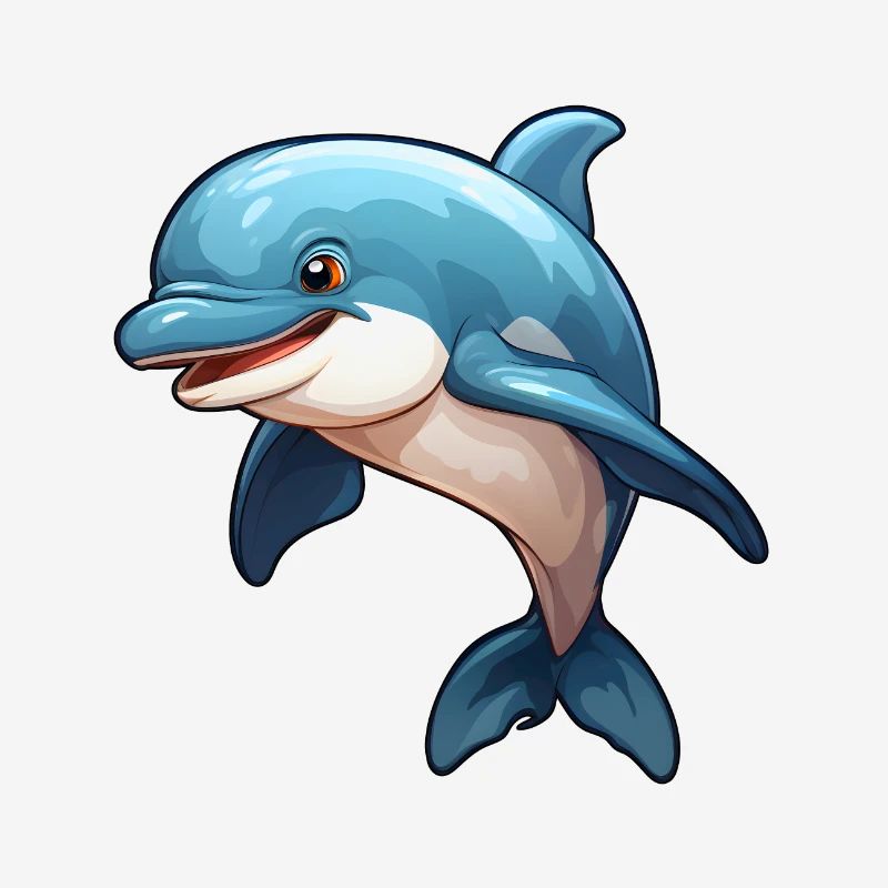 Small, cute dolphin in comic style