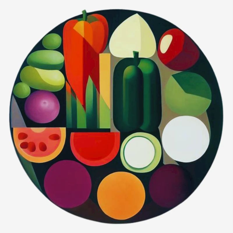 Artistic vegetables composition plant based power