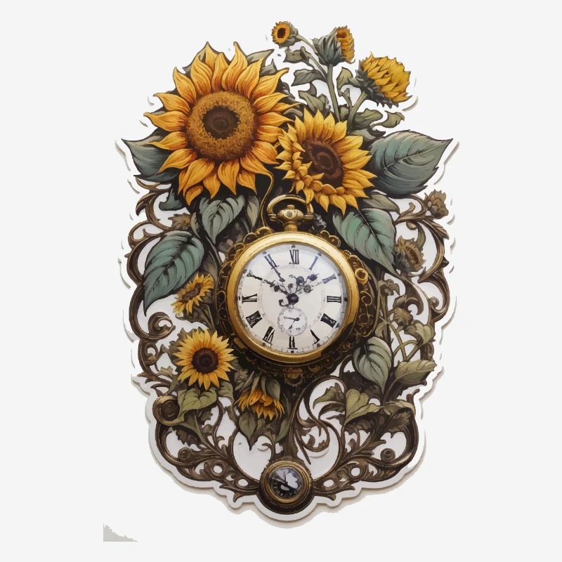 Clock with sunflowers