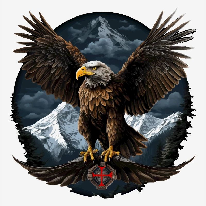 Bald Eagle Design with Mountains