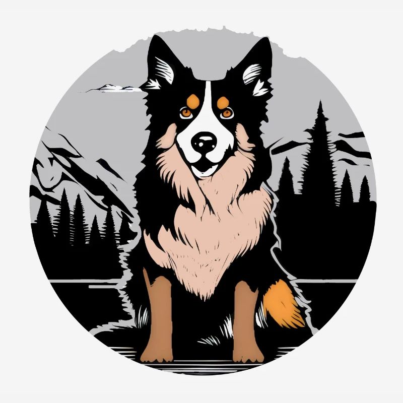 Australian Shepherd as a Coloured Emblem