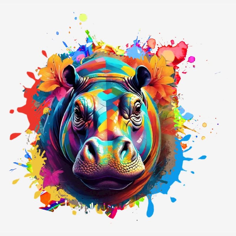 Nilpferd, Graffiti, Malerei,bunt