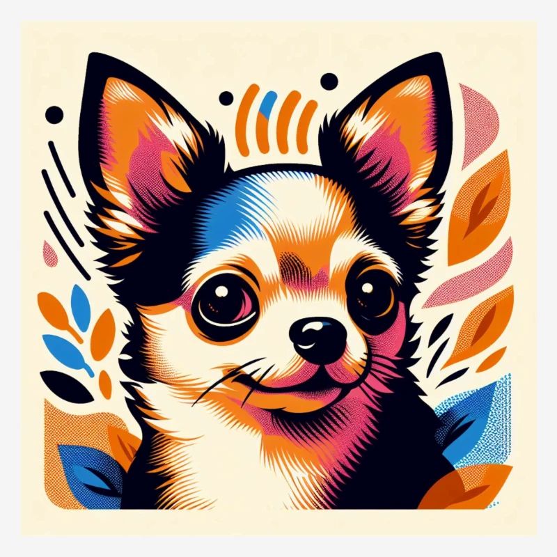 Chihuahua Risograph Vector Style 2