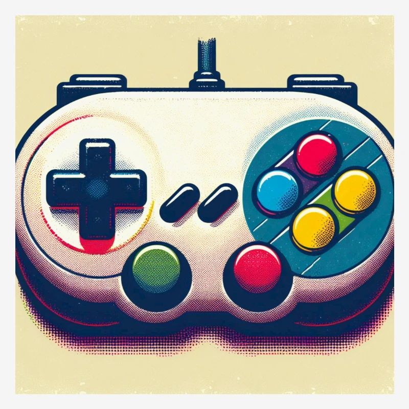 Retro Gamepad in Risograph