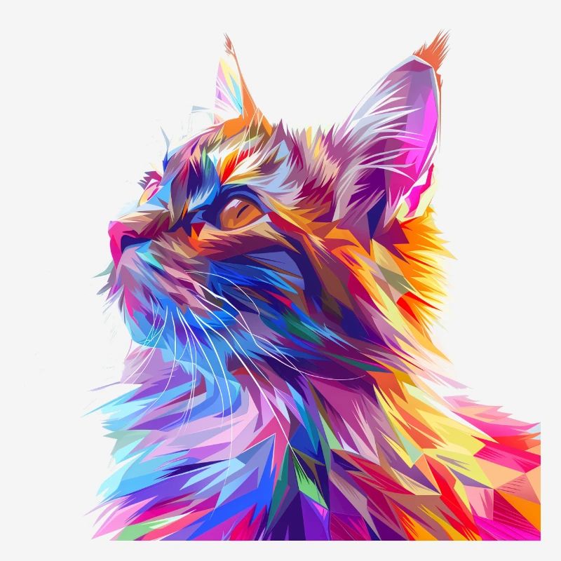 Polygon Cat Comic Style