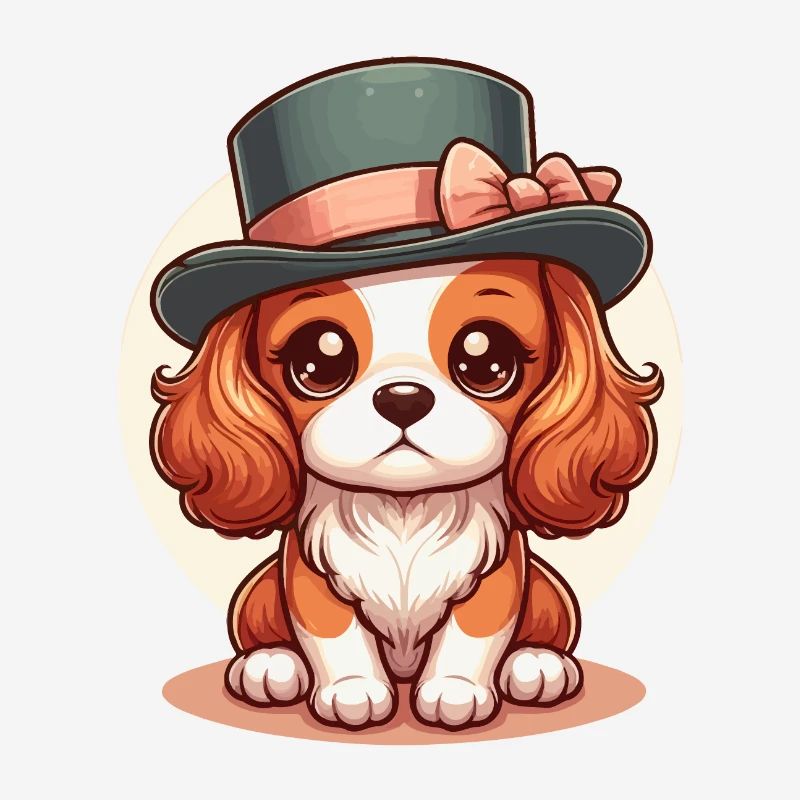 Chien Mignon Cavalier King Charles a chapeau