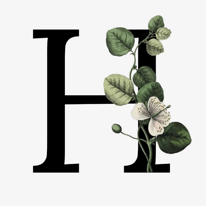 Letter H Botanical Green