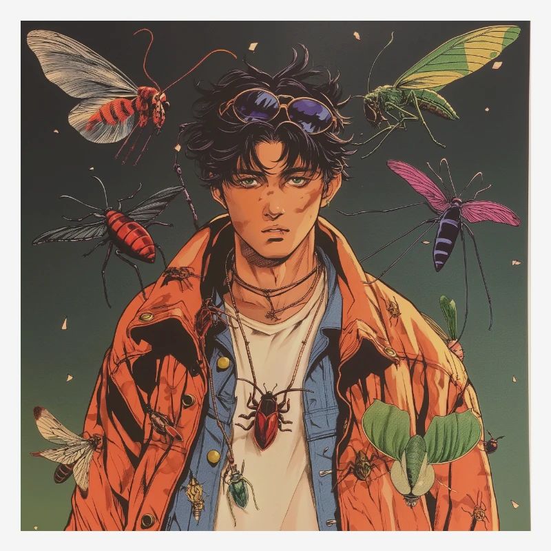 Années 80 Anime Guy Calmant Impression de mode de haute qualité