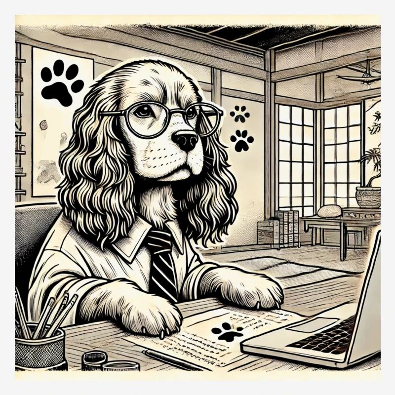 Japan Ukijo e Style Desk Cocker Spaniel
