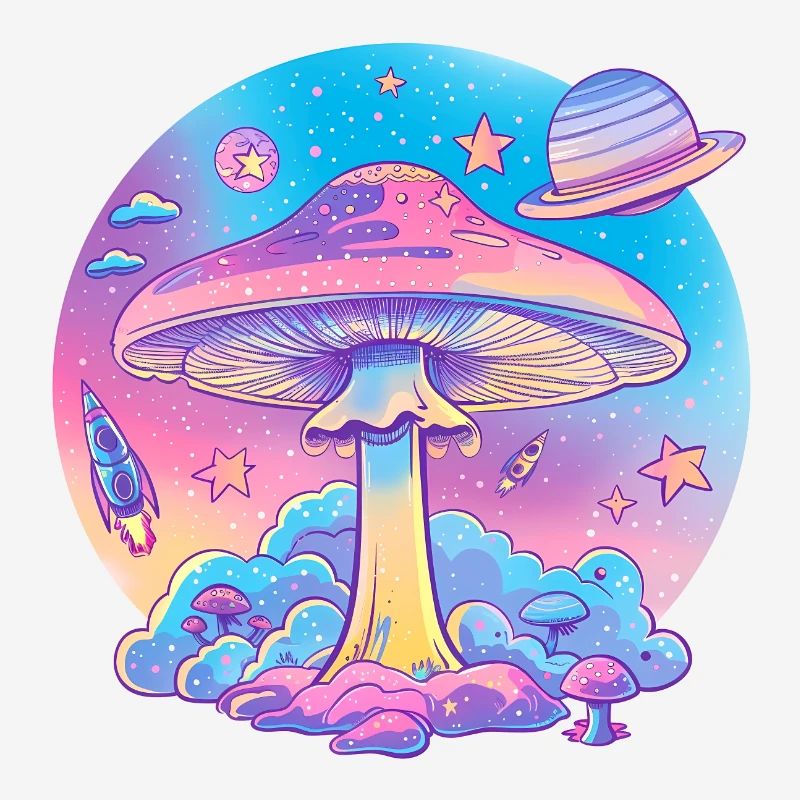 Explosion de mots de champignons psychédéliques