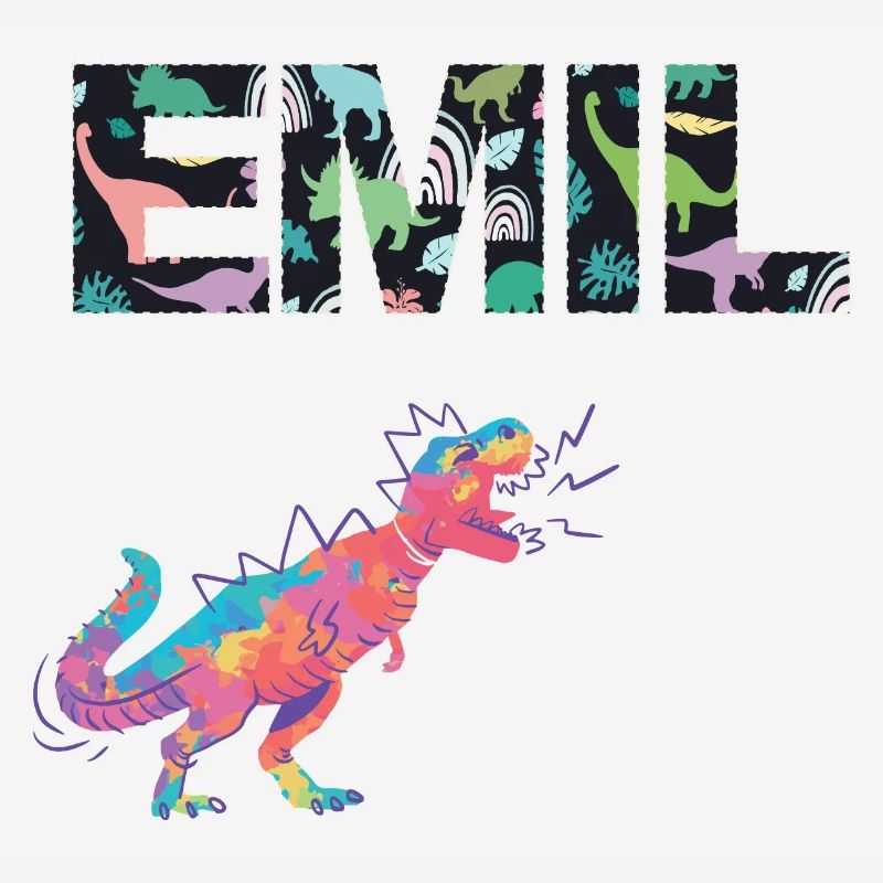 EMIL - Beautiful boy name with dinosaur