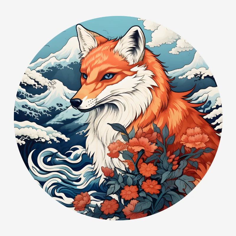 Fox wave Ukiyo-e Hokusai
