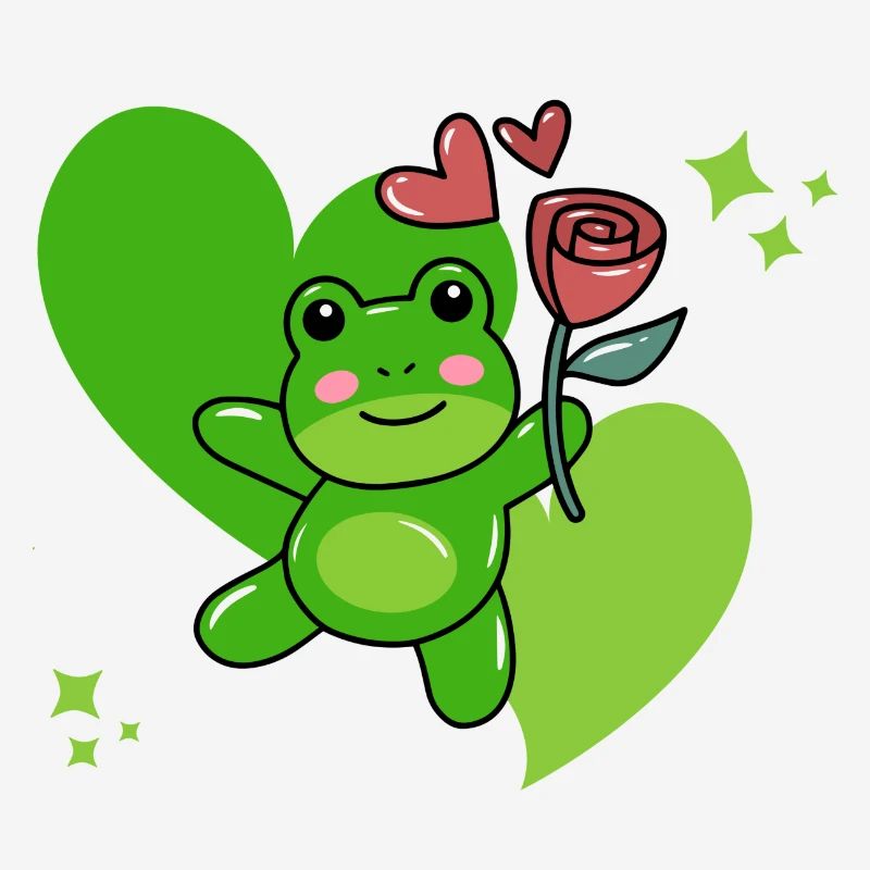 Frosch mit Rose