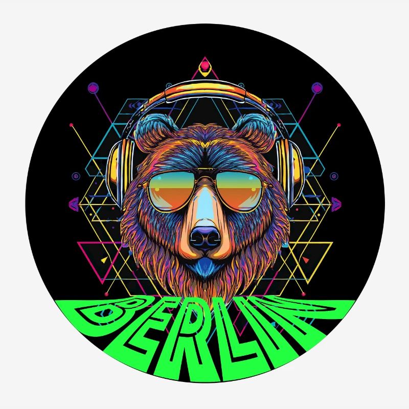 rund Bär mit Kopfhörer techno