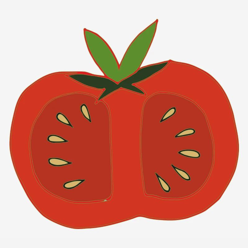 Tomate rouge coupée en deux