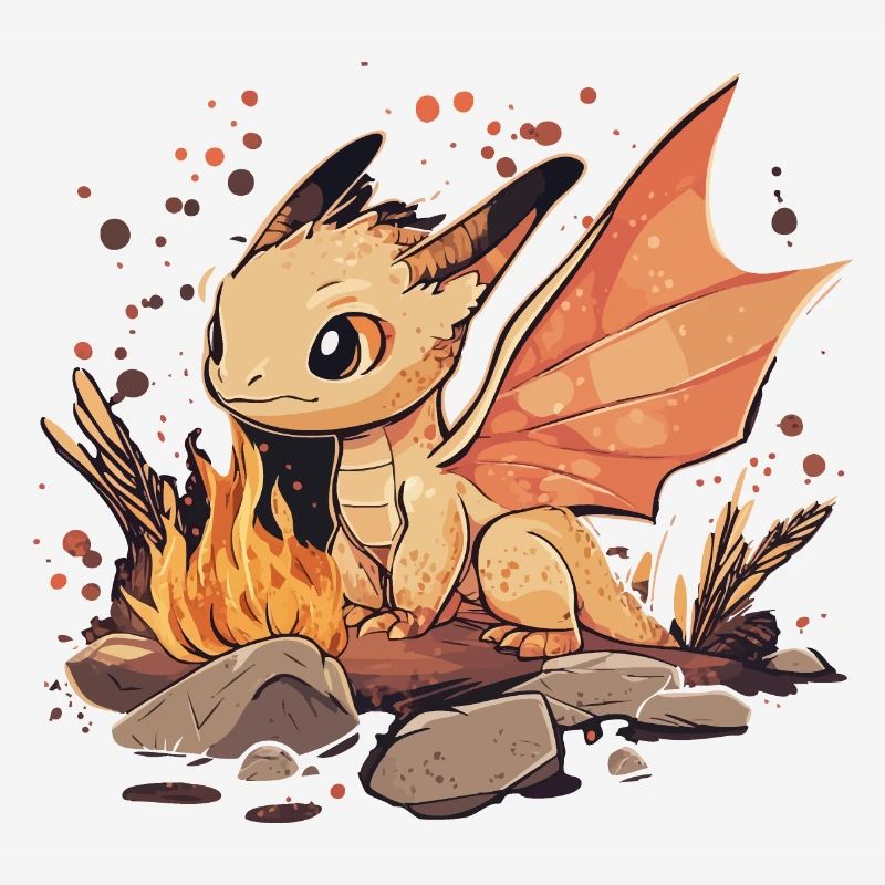 Comic Dragon with Fire