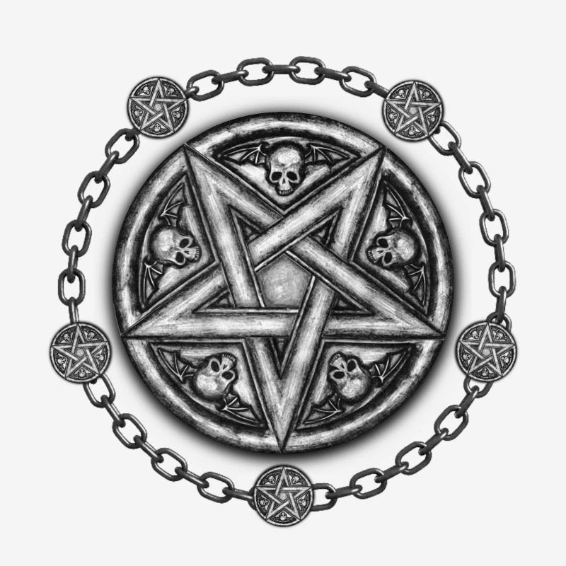 Five Pointed Star Medallion - Skulls & Chains.