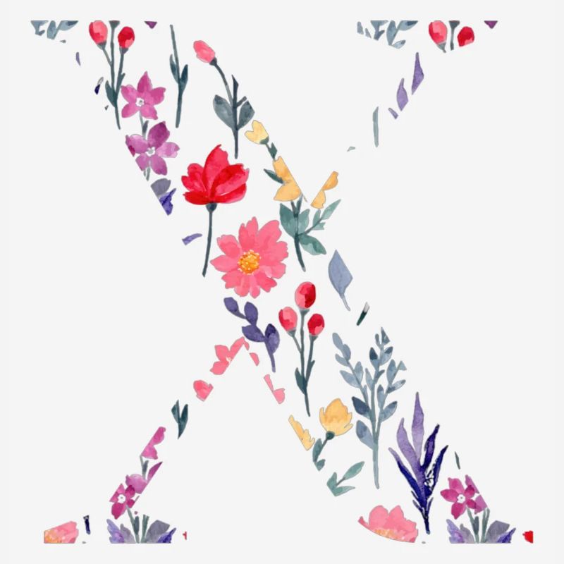 Personalized floral letter x - gift idea