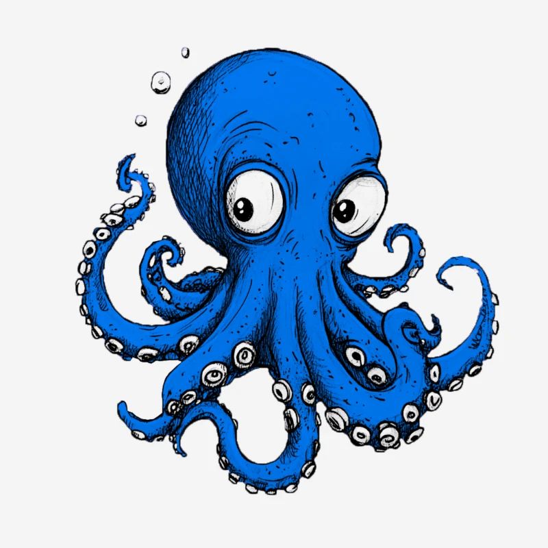 Octopus Drawing Blue