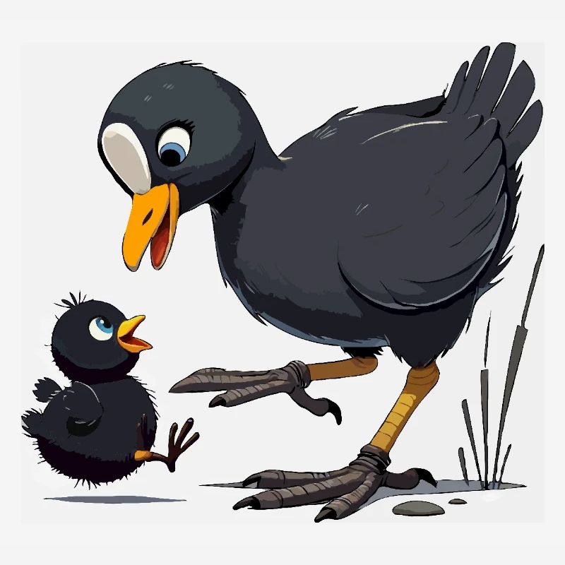 Coot with young