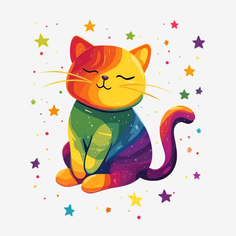 Chat arc-en-ciel mignon
