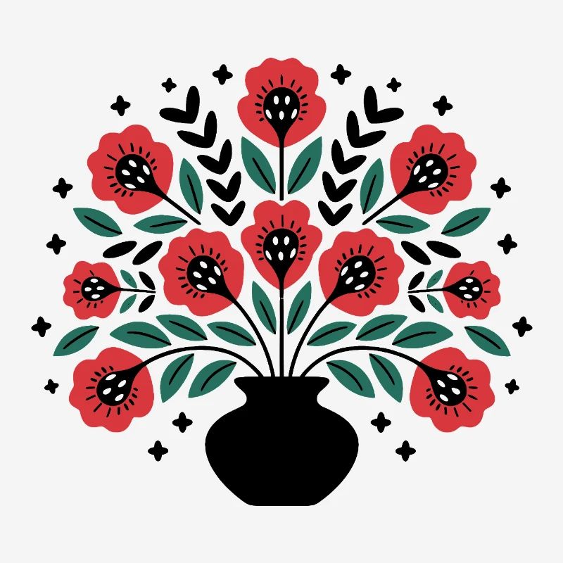 Bouquet de fleurs en style graphique
