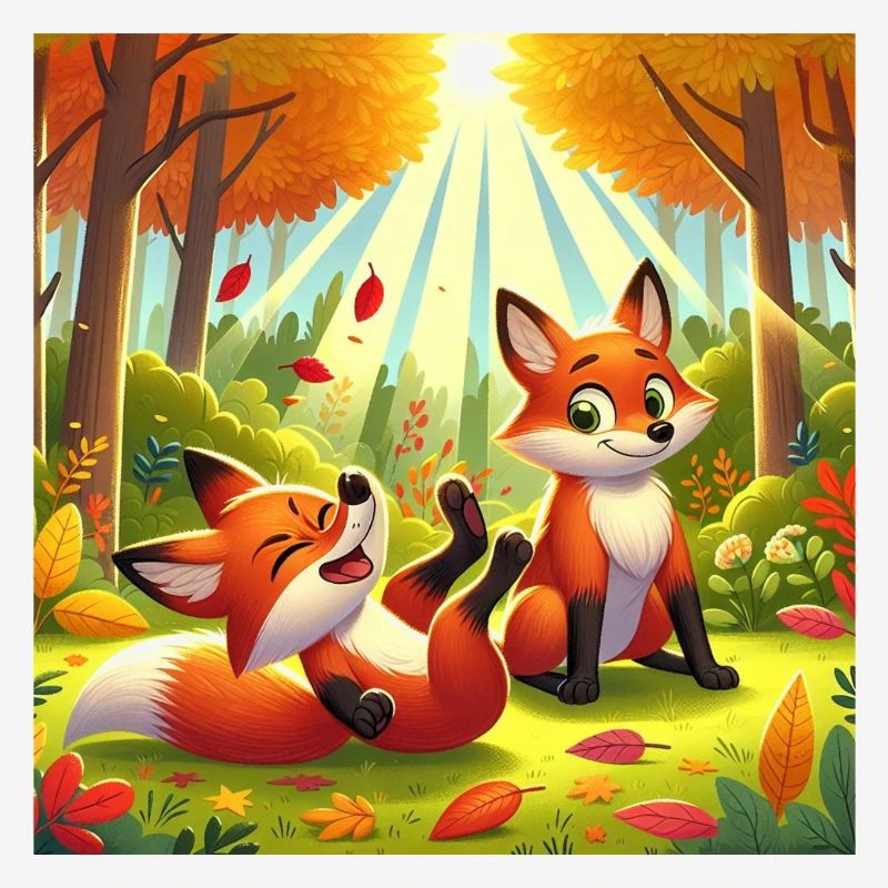 Mignons et joyeux petits renards dans la forêt