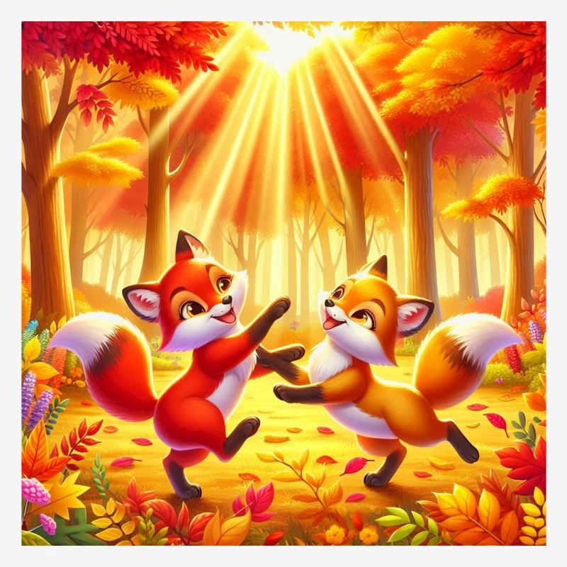 Deux mignons petits renards jouant dans la forêt