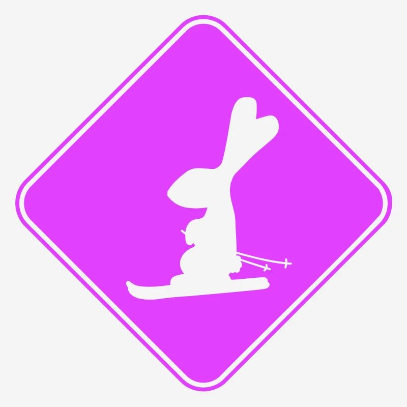 Rabbit Warning Sign Ski Bunny Skiing Skiing