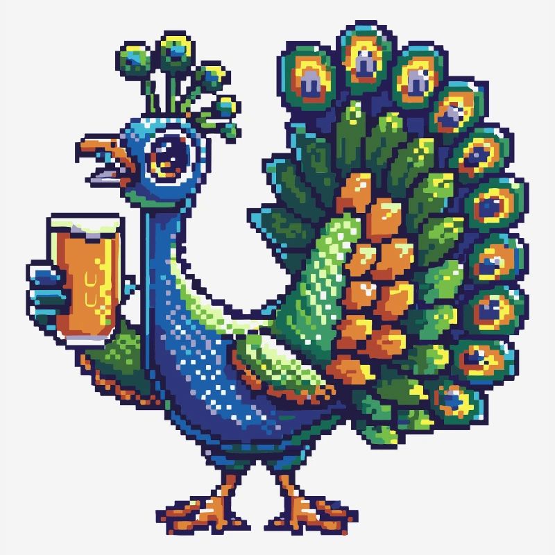 Peacock Bird Pixel Beer