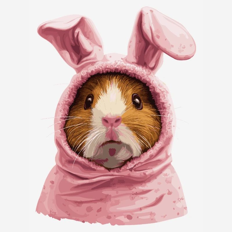 Guinea pig in Easter bunny costume