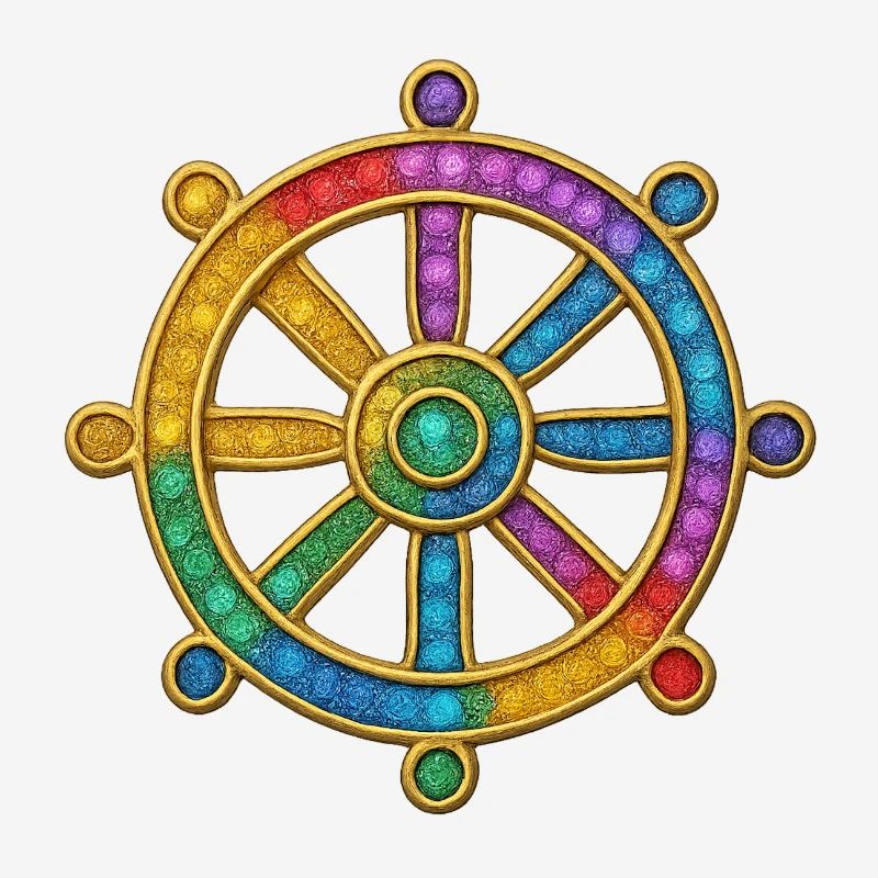 Dharma Roue Bouddhisme Octuple Sentier Glitter