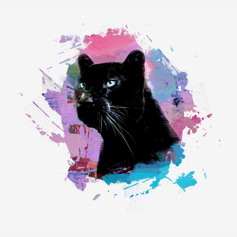 panthère, guépard, léopard, noir, coloré, graffiti