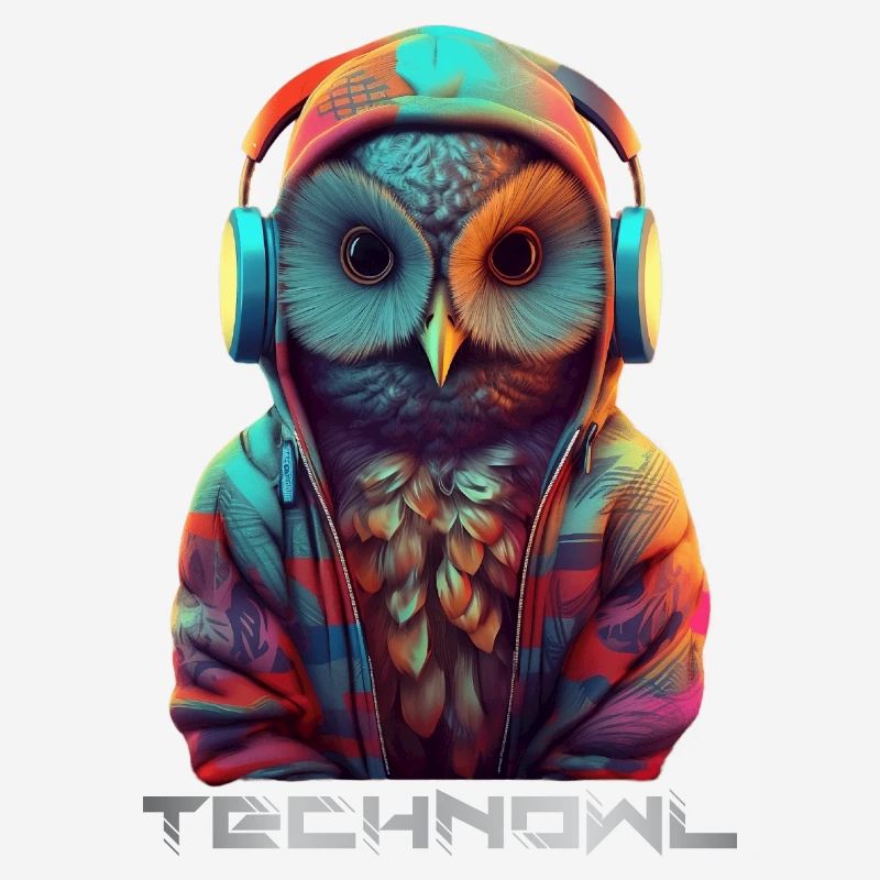 Technowl DJ Party Eule Nachteule Techno Tier