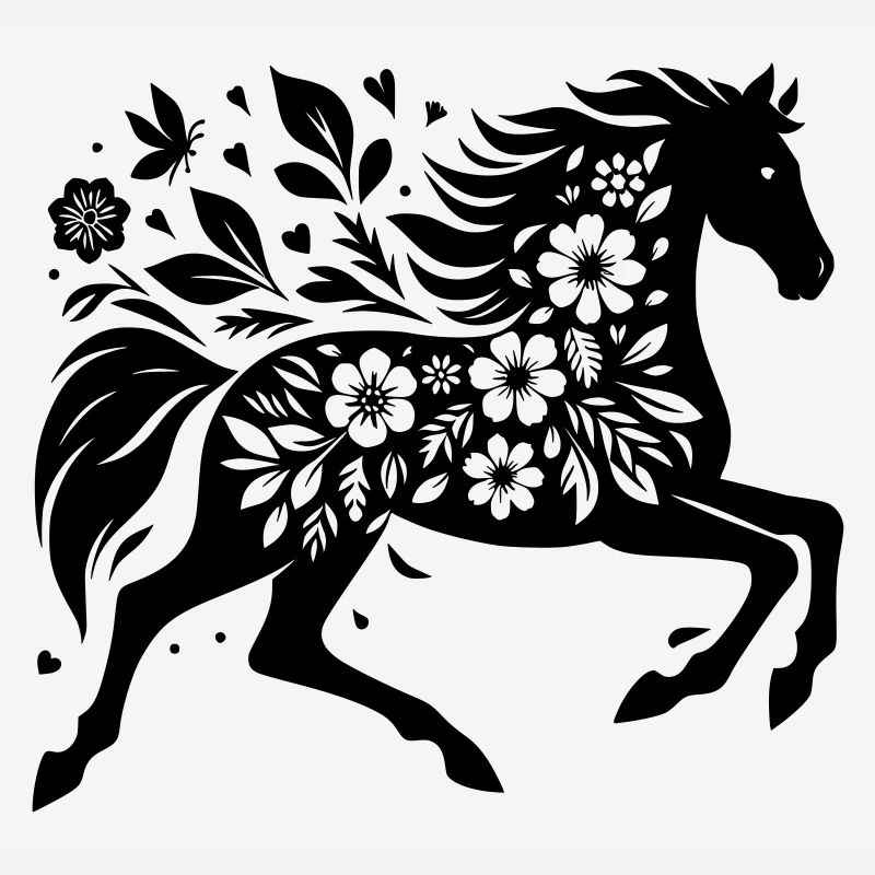 Fleurs De Silhouette De Cheval