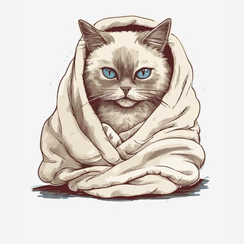 Chat dans une couverture